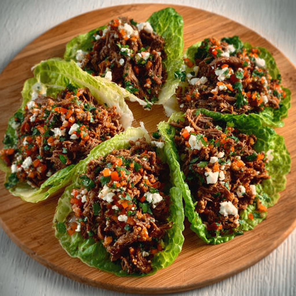 Tacos de Lechuga con Carne de Cordero