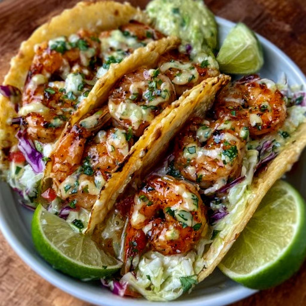 Tacos de camarones infusionados con ají amarillo