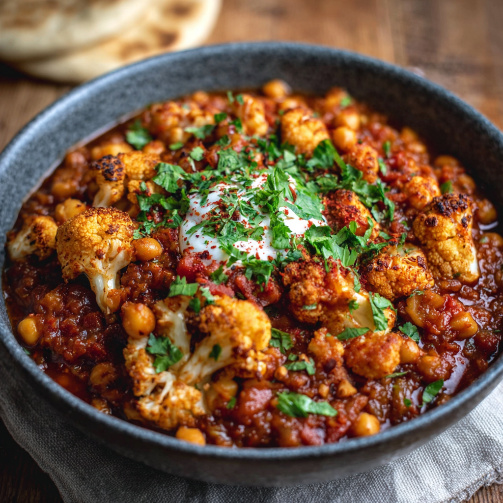 Tagine de Garbanzos y Coliflor con Especias Marroquíes