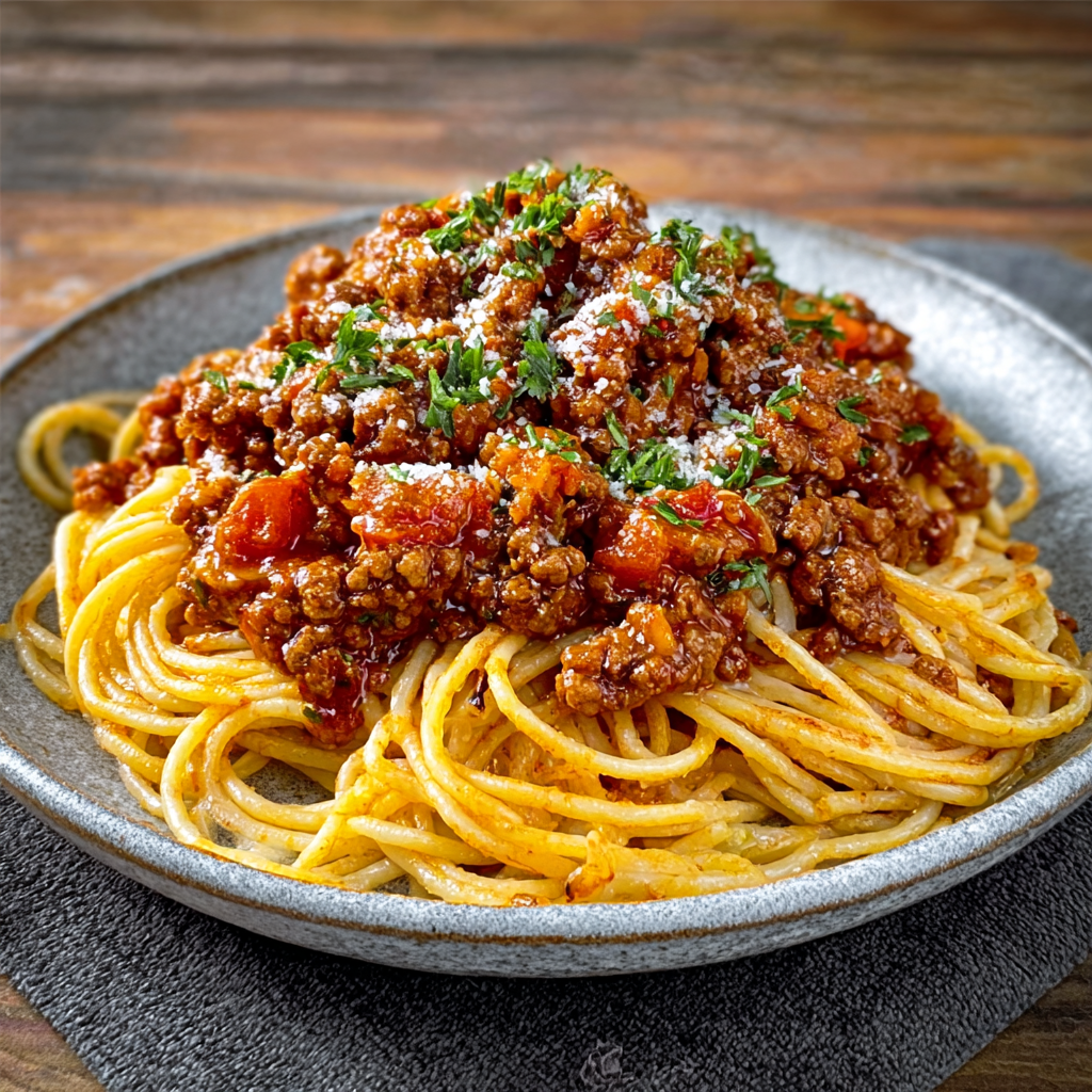 Tallarines con Salsa Boloñesa