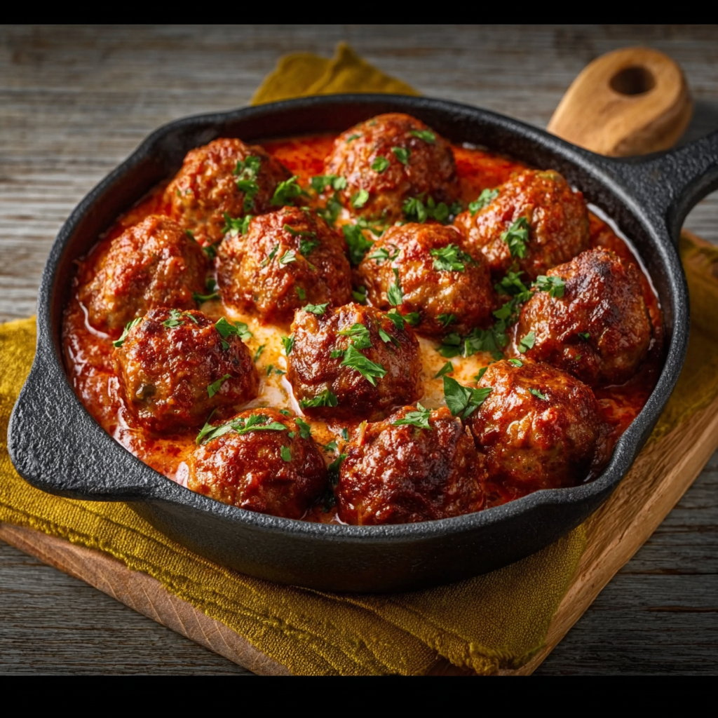 Albóndigas Keto en Salsa de Tomate Cremosa