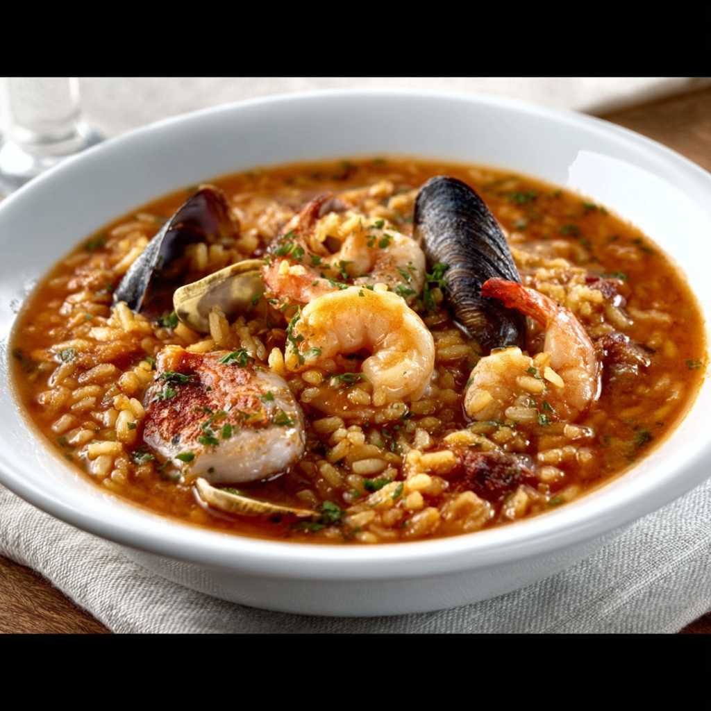 Arroz Caldoso con Mariscos del Cantábrico