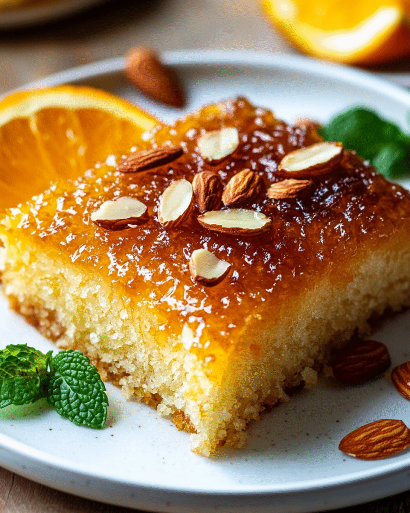 Basbousa de Almendra y Naranja