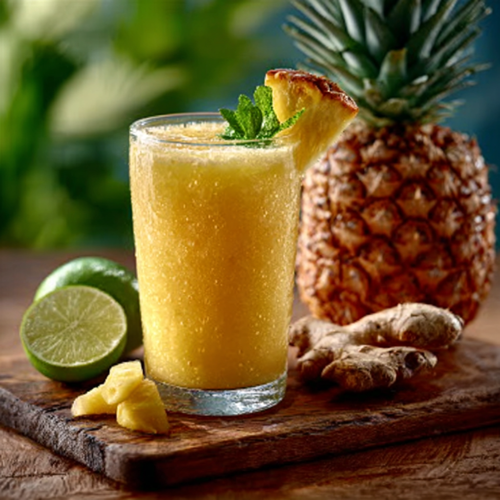Batido de Piña, Maracuyá y Jengibre Fresco