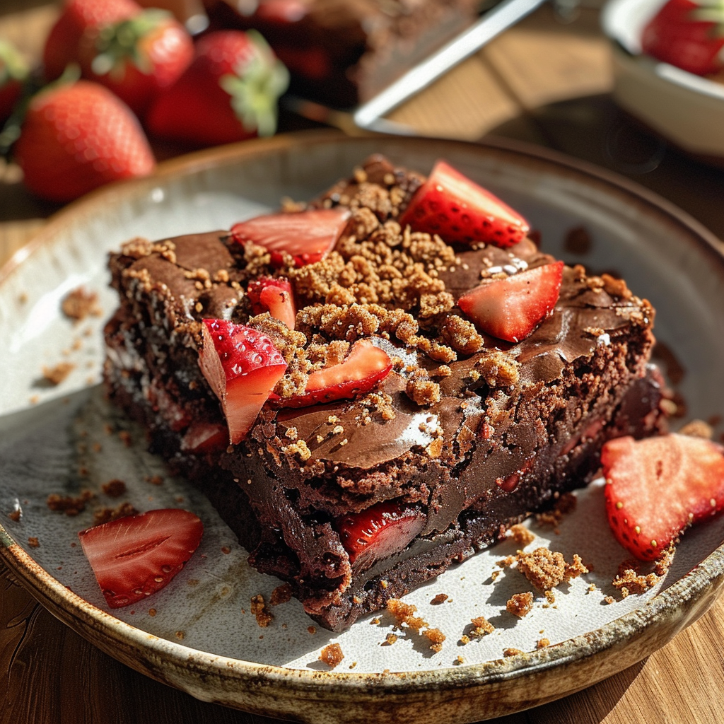 Brownies de Chocolate con Crujiente de Fresa