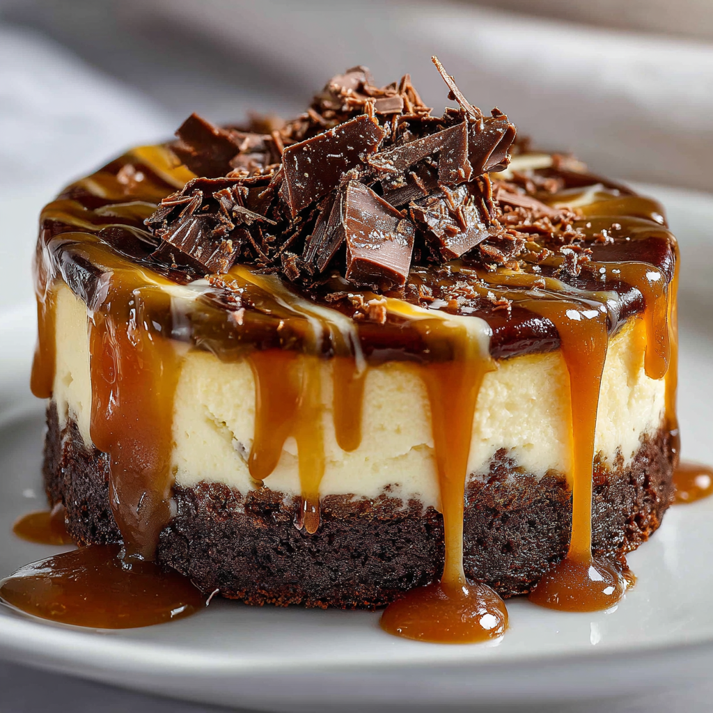 Cheesecake de Brownie con Caramelo