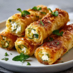 Cigarrillos Dorados de Calabacín, Feta y Mozzarella