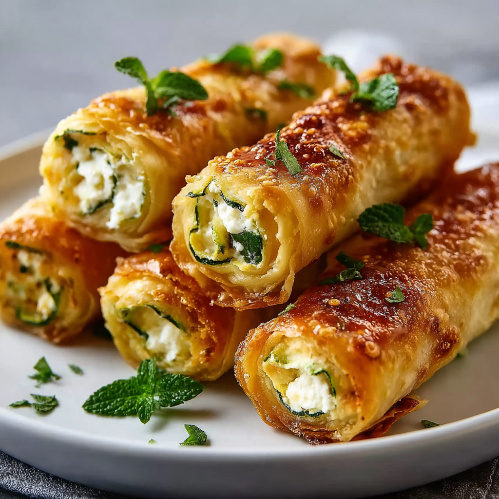 Cigarrillos Dorados de Calabacín, Feta y Mozzarella
