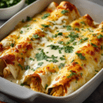 Enchiladas de Pollo con Salsa Blanca de Crema Agria
