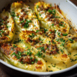 Endivias rellenas de carne picada al gratén