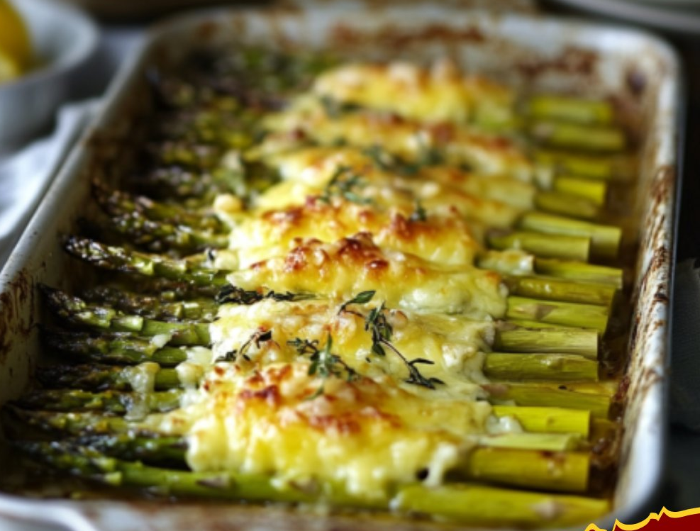 Espárragos al Horno con Queso y Ajo