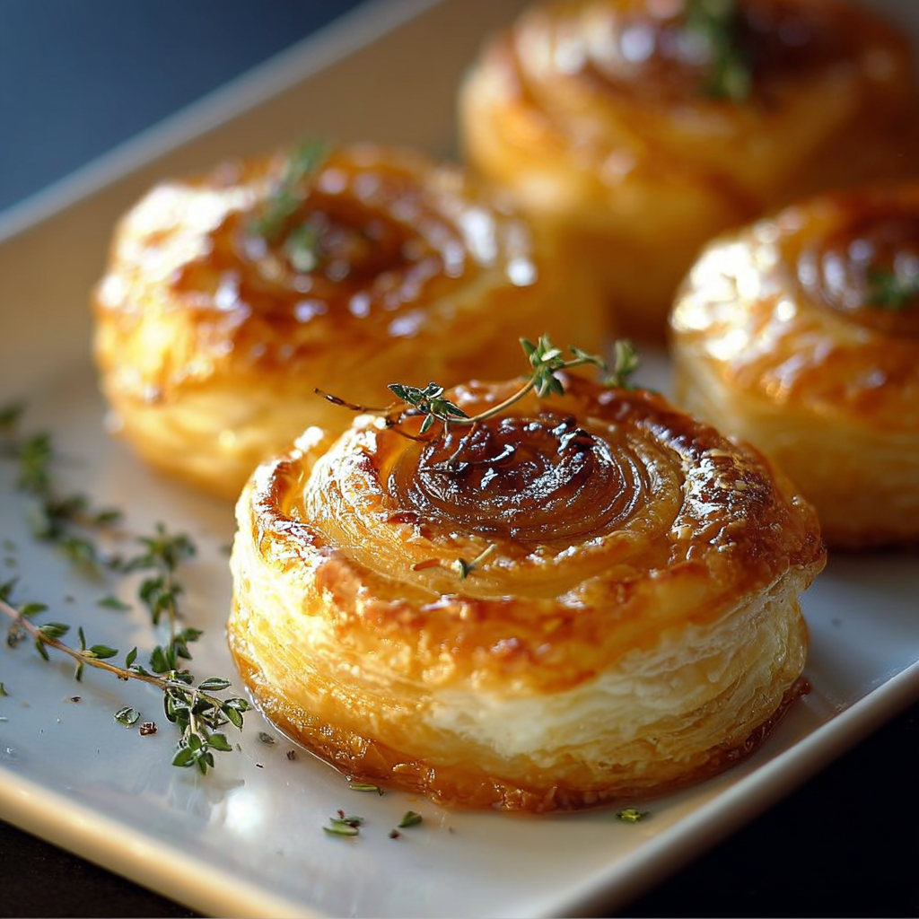 Feuilletés de Queso de Cabra y Cebolla Confitada