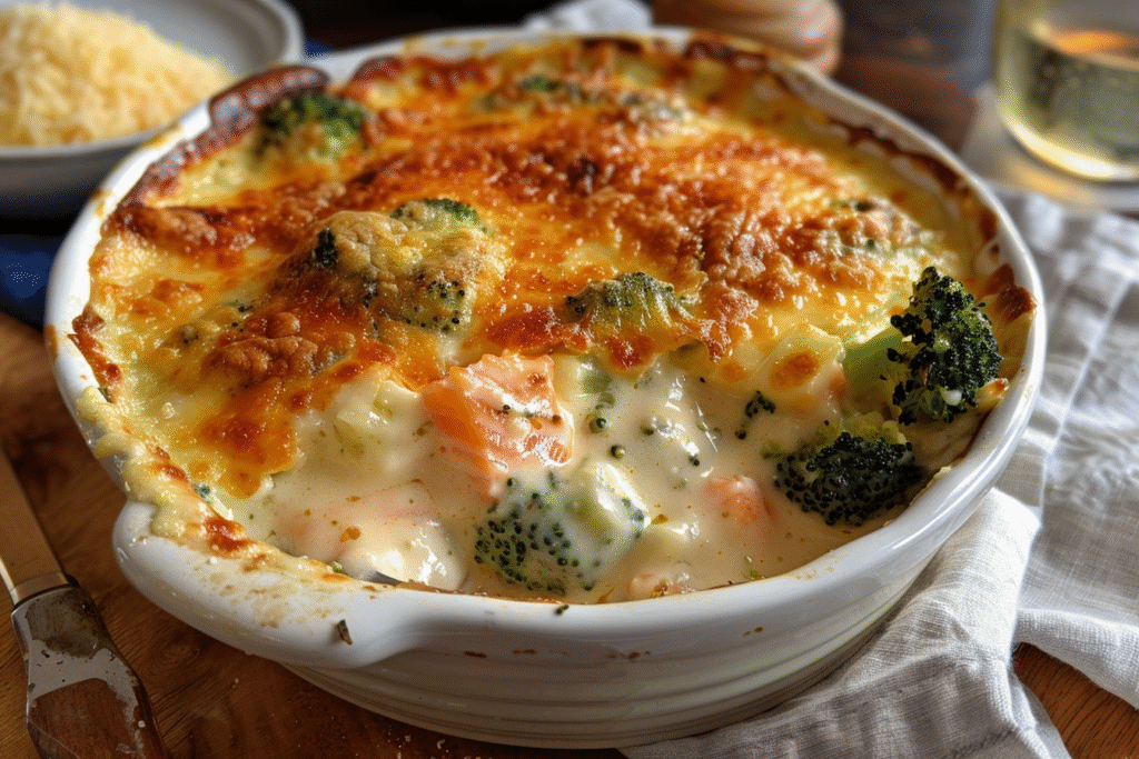 Gratin de Salmón Ahumado y Brócoli