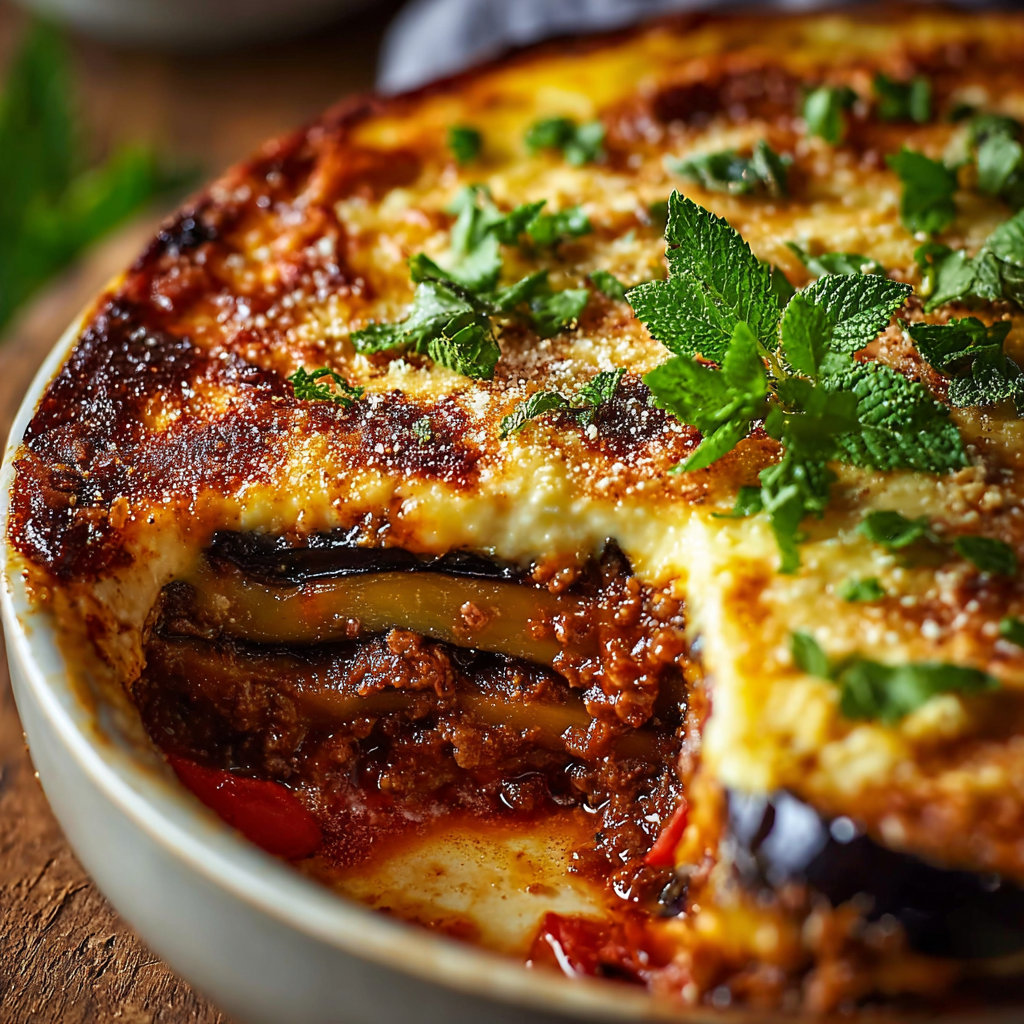 Moussaka de Berenjenas con Cordero y Parmesano