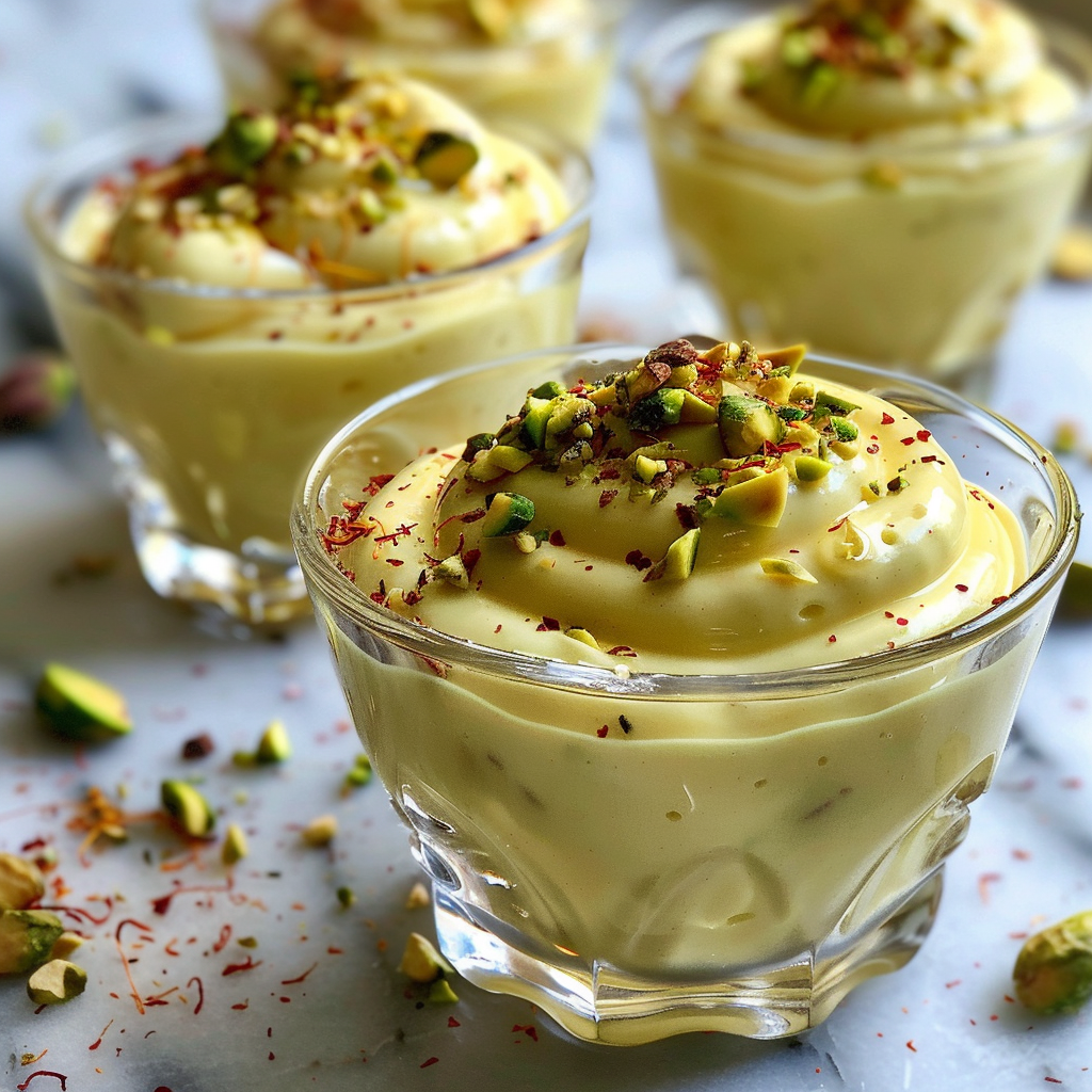 Mousse Elegante de Azafrán y Pistacho
