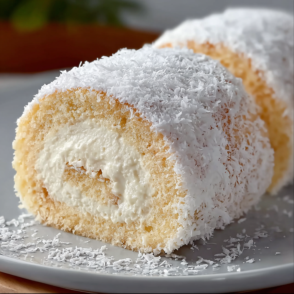 Pastel de coco cubierto de nieve