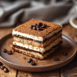Pastel de galletas de café en capas con suave crema de mantequilla