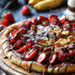 Pizza Dulce de Chocolate, Fresa y Plátano