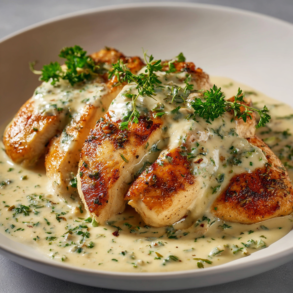 Pollo en Salsa de Boursin con Ajo y Finas Hierbas