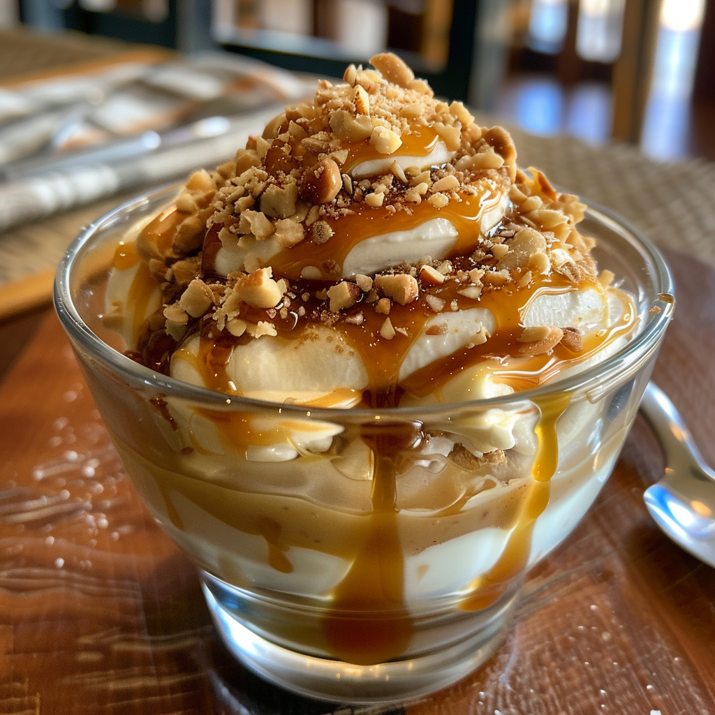 Pudín cremoso de helado con dulce de leche