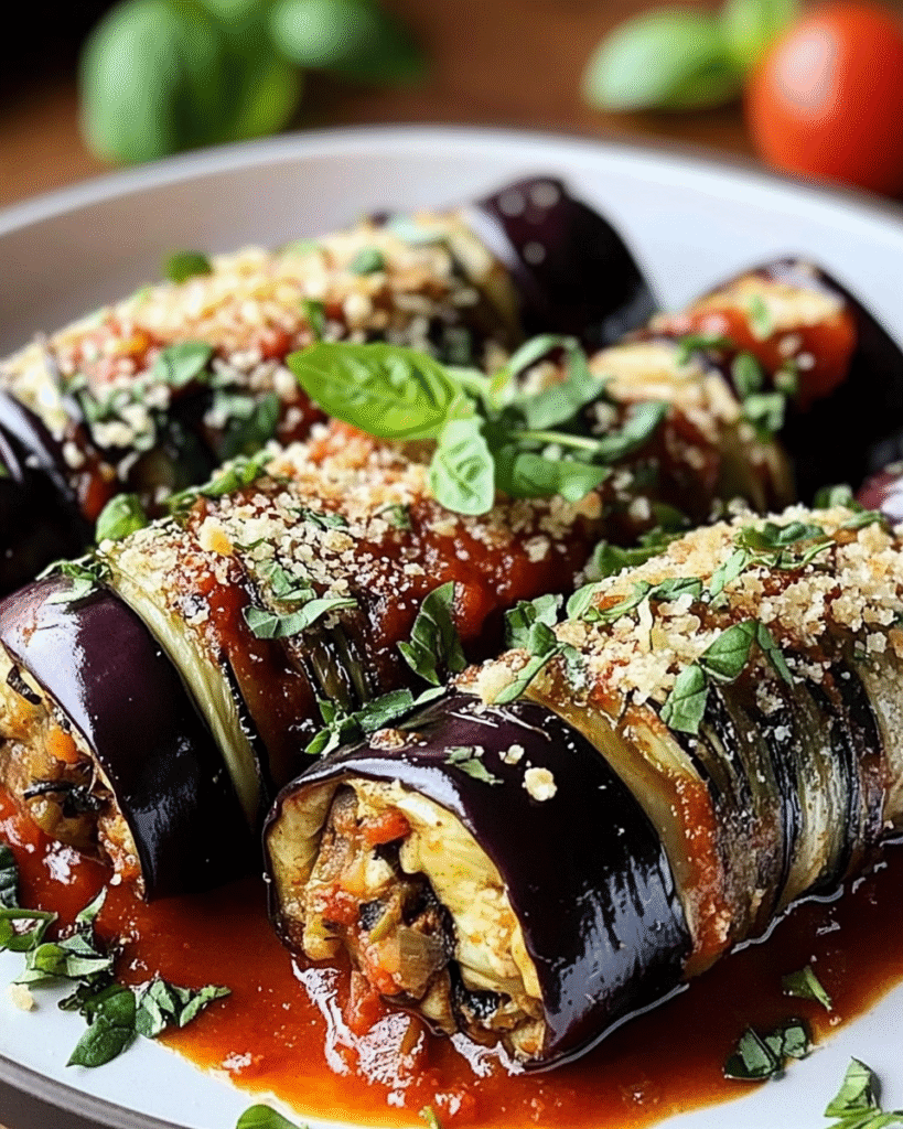 Rollitos de berenjena con ricotta