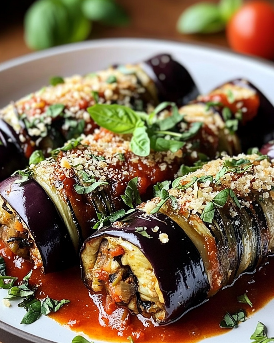 Rollitos de berenjena con ricotta