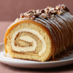 Rollo de bizcocho con crema de caramelo salado
