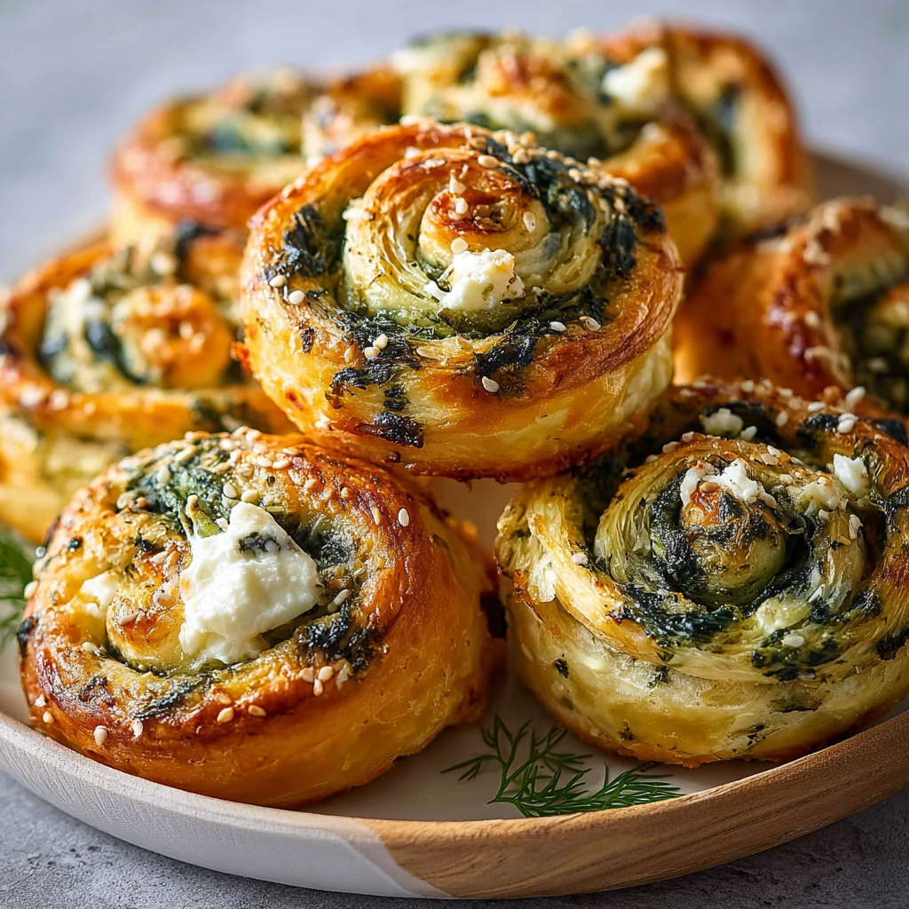 Rollos de Hojaldre Mediterráneos con Espinacas y Feta