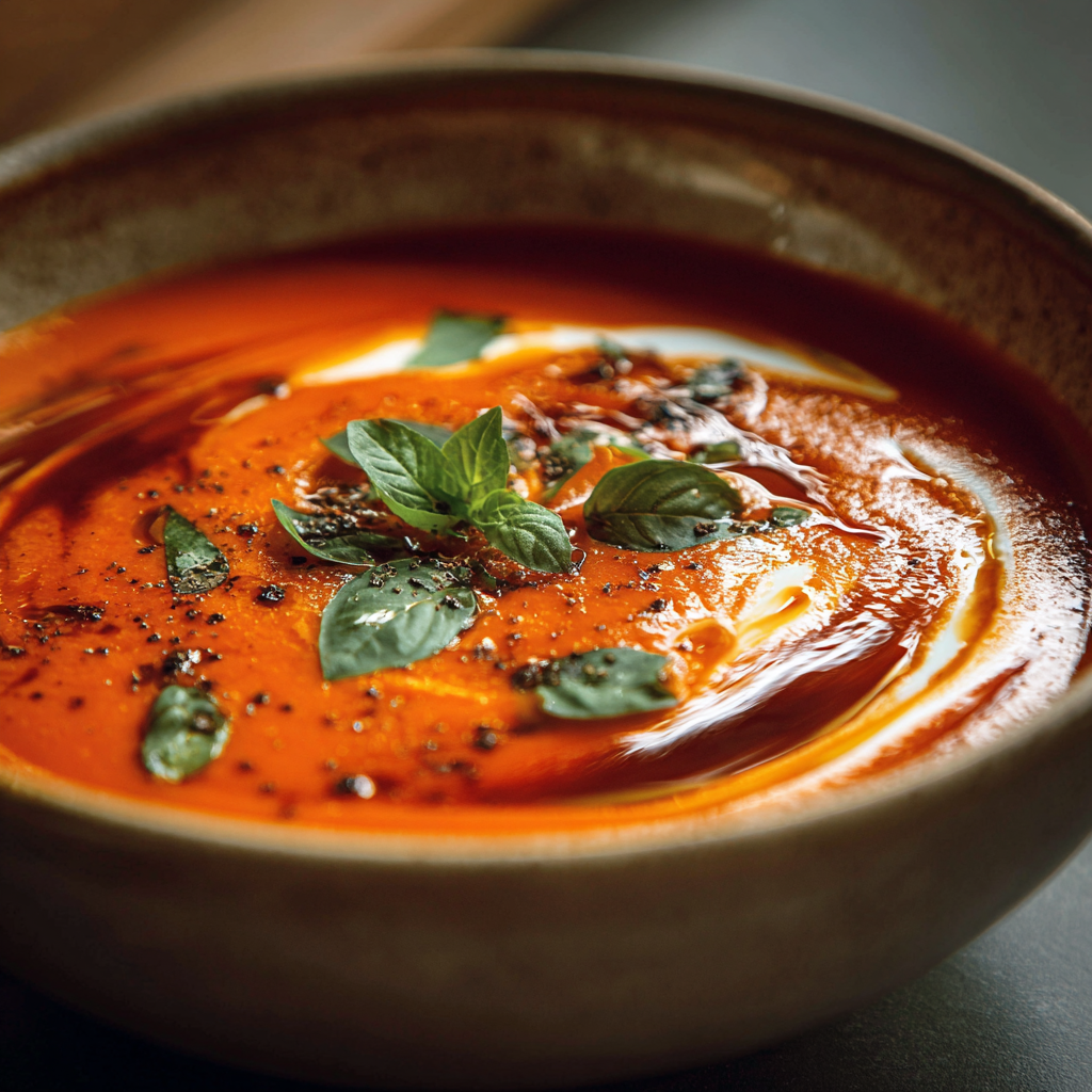 Sopa cremosa de tomates asados