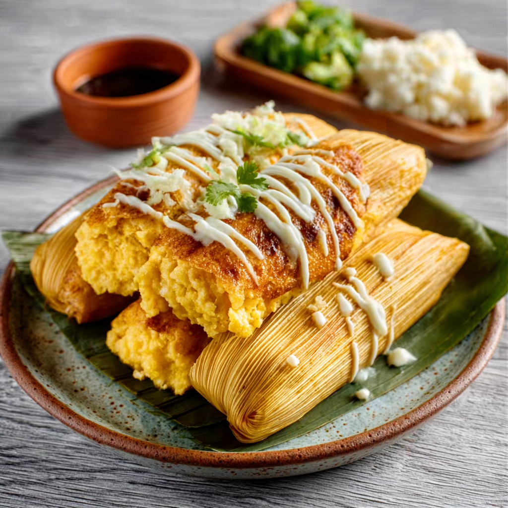 Tamal de Elote con Crema Dulce