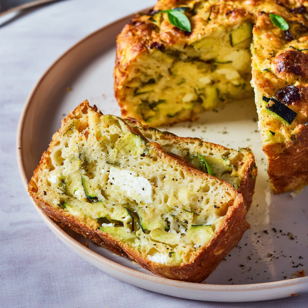 Tarta de Calabacín, Feta y Albahaca