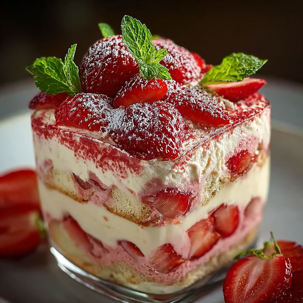 Tiramisú de Fresa y Bizcochos Rosas de Reims