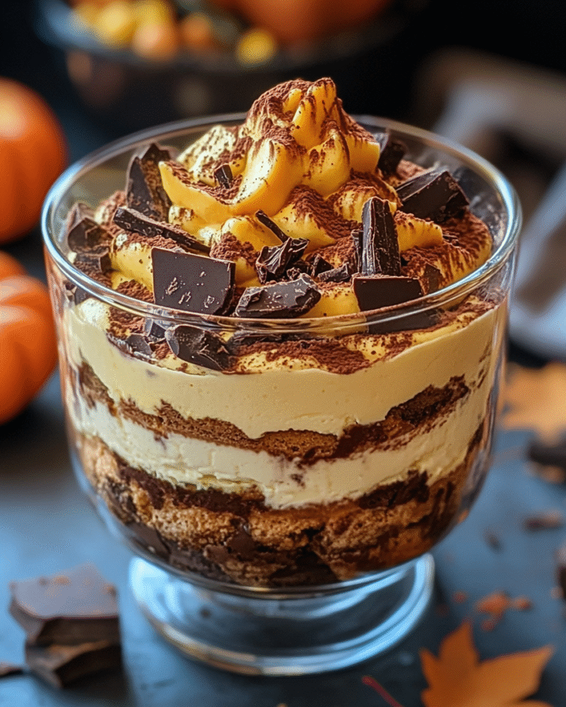 Tiramisú de Halloween con Calabaza y Chocolate
