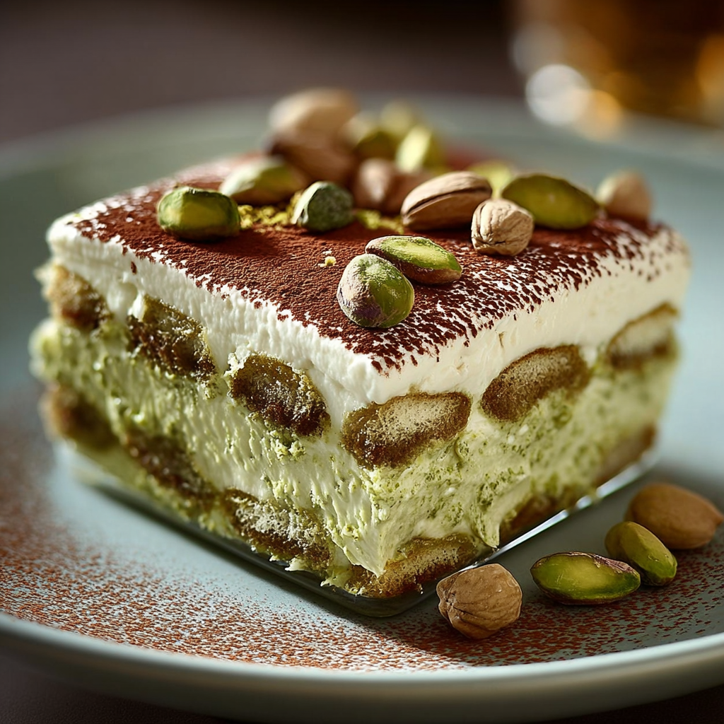 Tiramisú de pistacho celestial