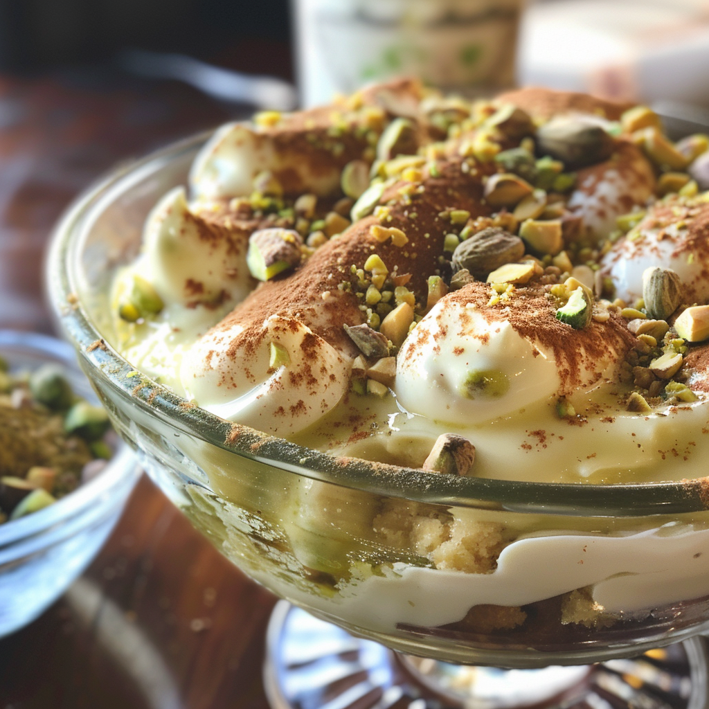 Tiramisú de pistacho cremoso