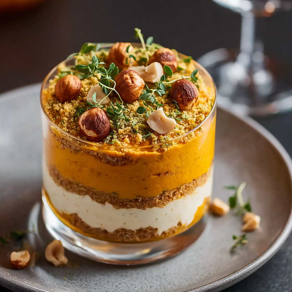Tiramisu Salado de Potimarrón y Ricotta: Una dulzura crujiente con avellanas