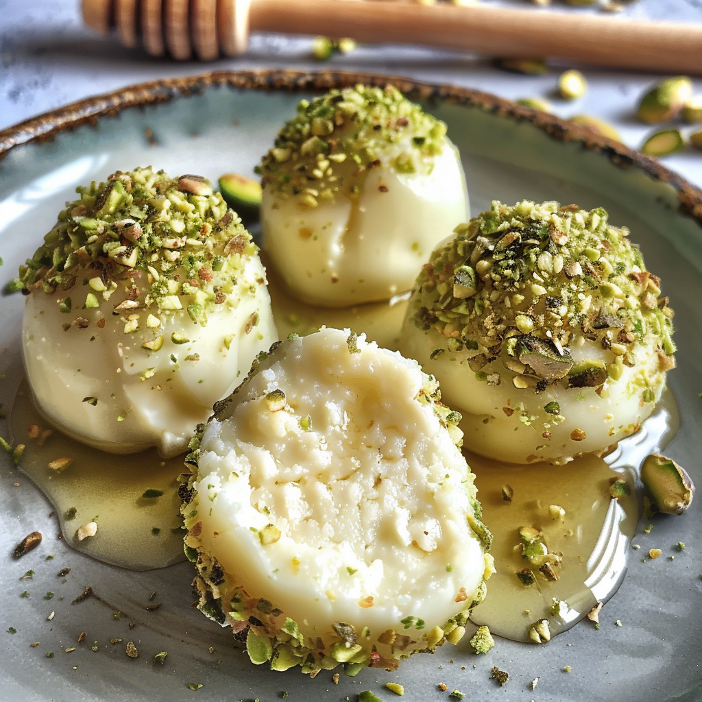 Trufas de queso y pistacho
