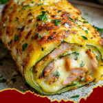 rollo de calabacín, jamón y queso