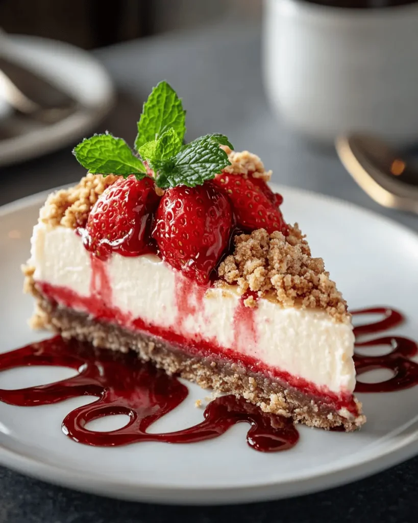 Tarta de Queso de Fresa con Crumble First Image First Image