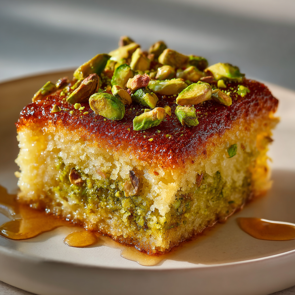 Basbousa con Relleno de Pistacho