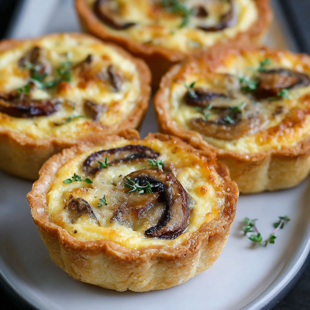 Mini Quiches de Champiñones Bajas en Calorías
