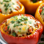 Pimientos rellenos de carne molida y queso