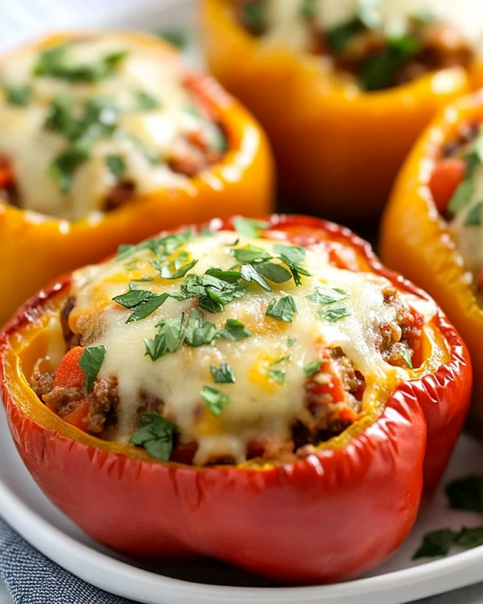Pimientos rellenos de carne molida y queso