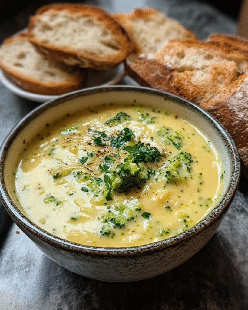 Sopa cremosa de brócoli y queso