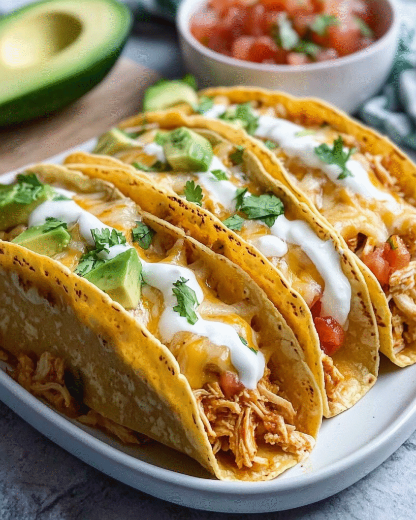 Tacos de pollo al horno con queso