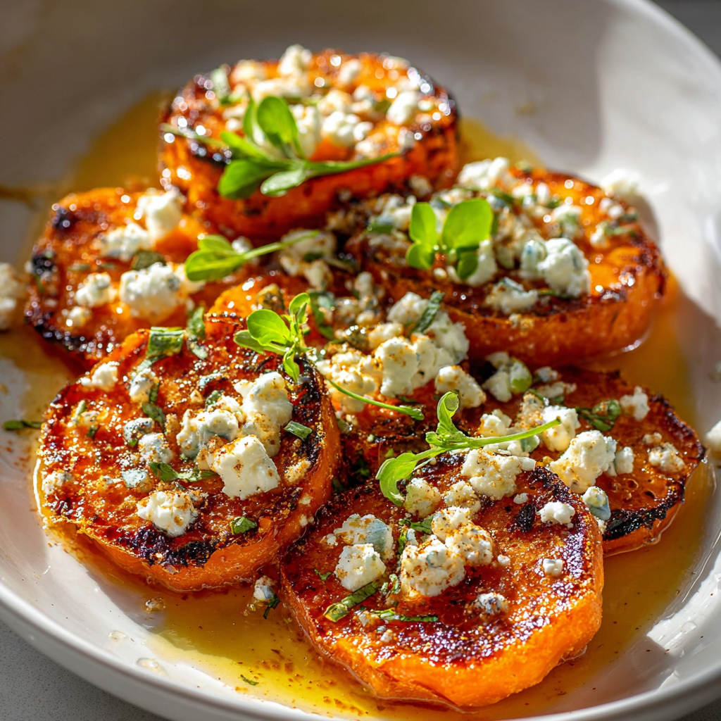 Tortitas de Batata Asadas con Miel y Feta
