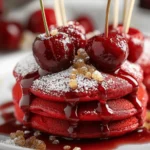 Pancakes de Terciopelo Rojo con Cereza en Palito First Image First Image