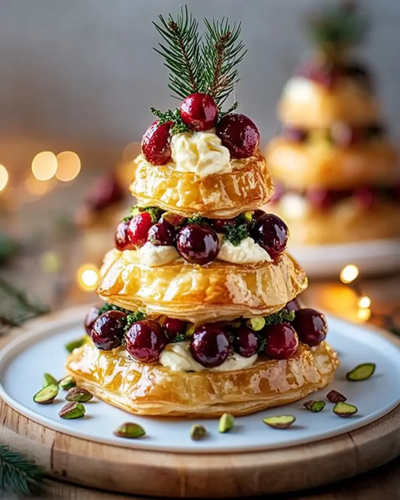 Árbol de Navidad de Hojaldre con Arándanos, Camembert y Pistachos First Image First Image