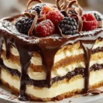 Tarta de Galletas con Crema y Ganache de Chocolate First Image First Image