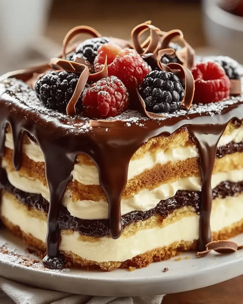 Tarta de Galletas con Crema y Ganache de Chocolate First Image First Image